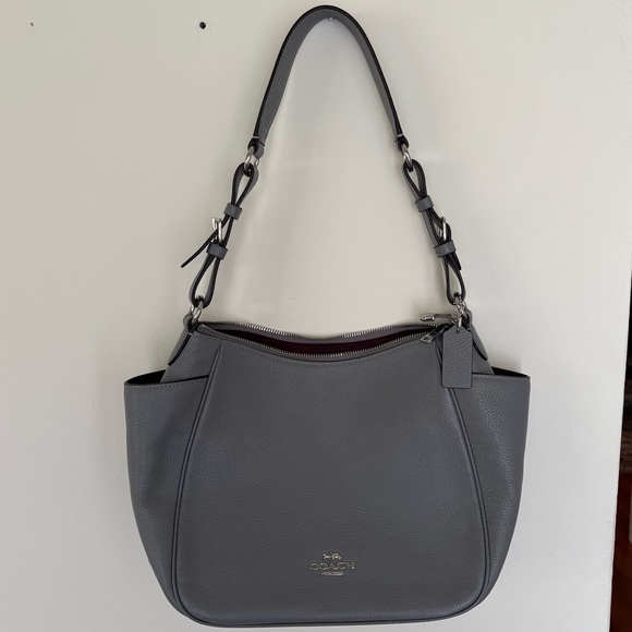 Coach Handbags - Coach Rori Gray Pebbled Leather Hobo Shoulder Bag
